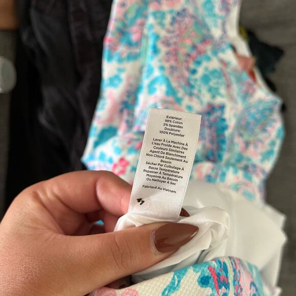 Talbots Sleeveless Blue Pink Fresco Paisley Sheath Dress Wmns 14 Preppy Coastal - Picture 9 of 10